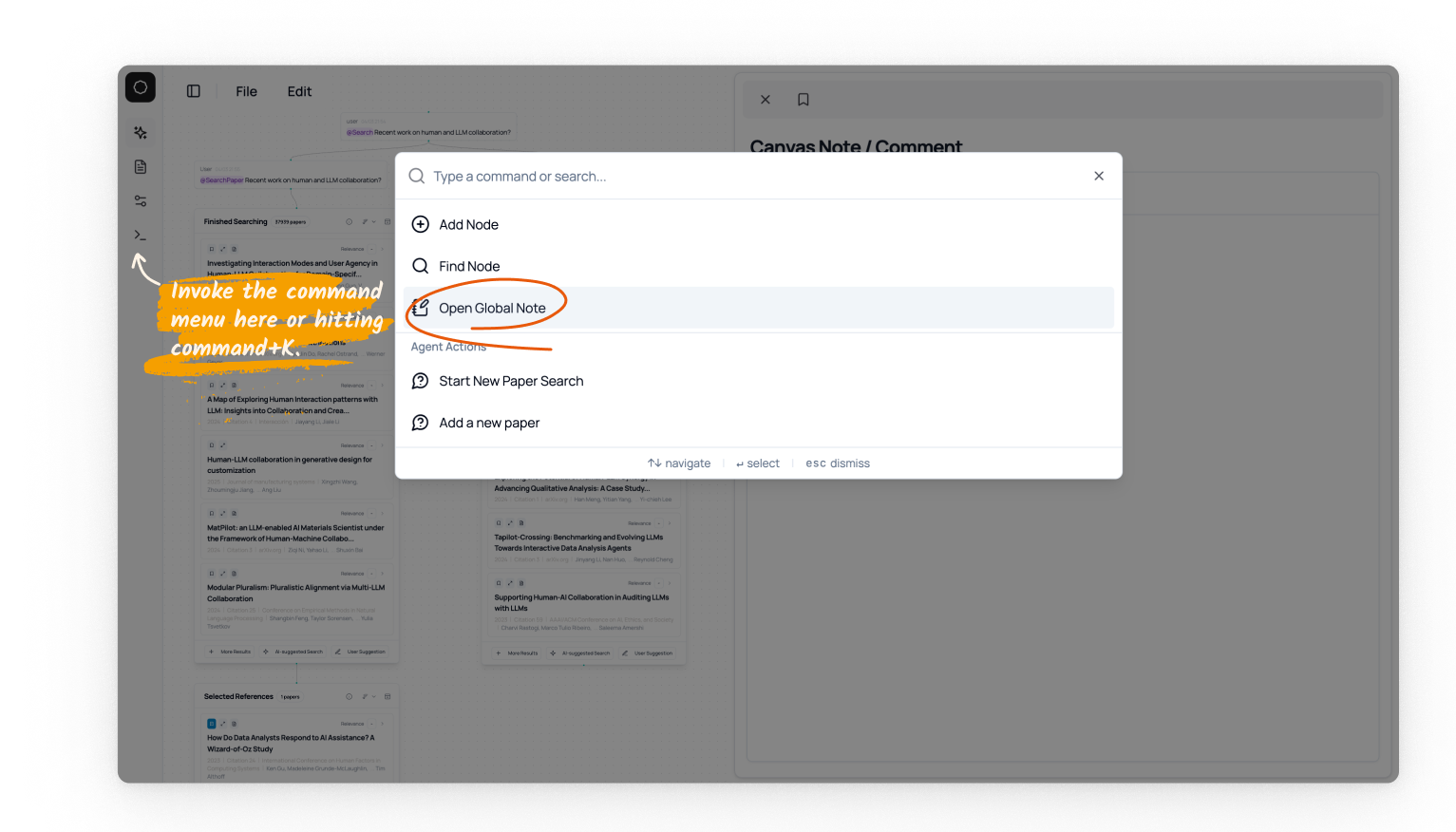 Open note via command menu